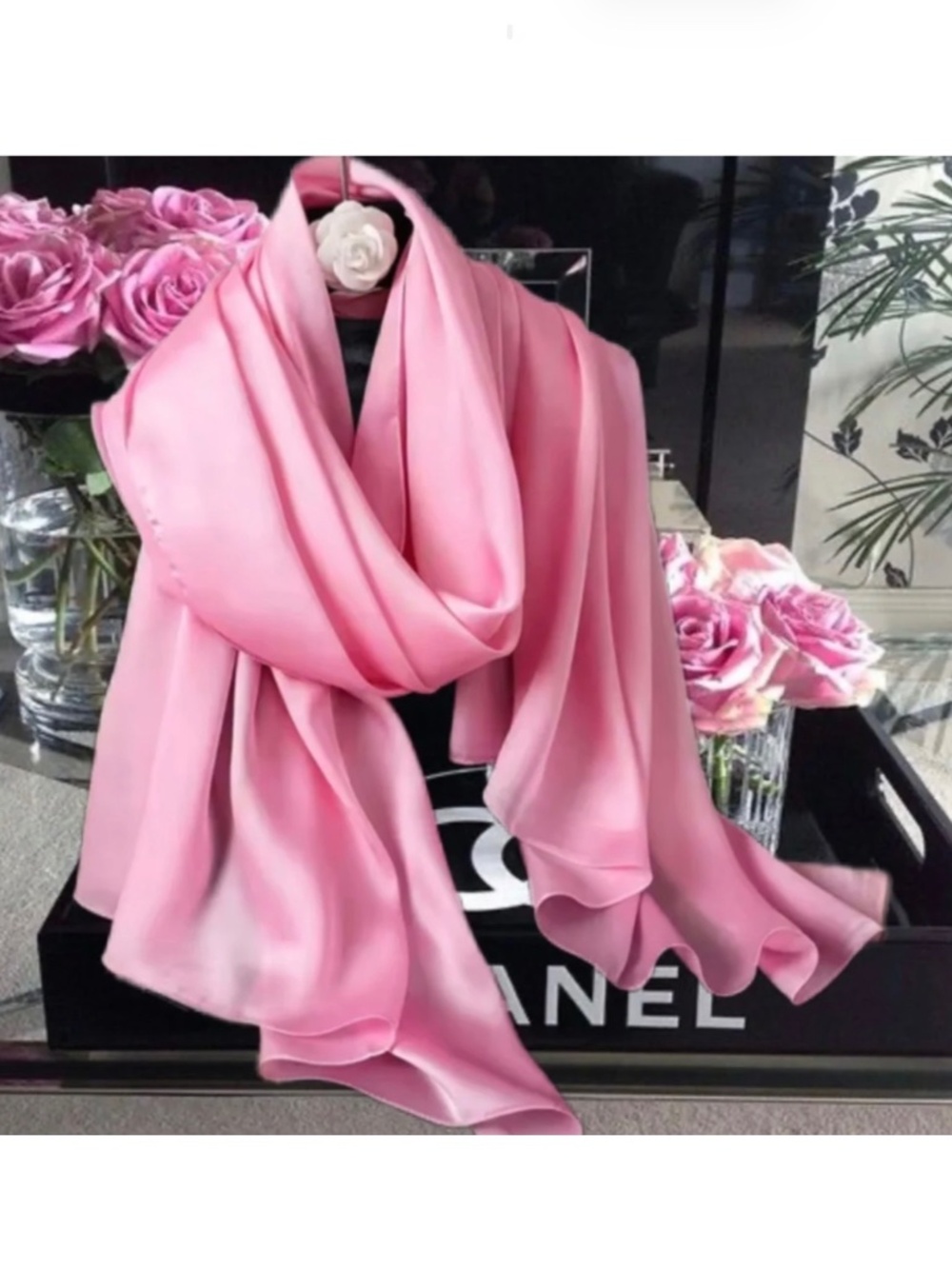 Light Pink 100% SILK SATIN Large Shawl Scarf Wrap Wedding Bridesmaid Cover up